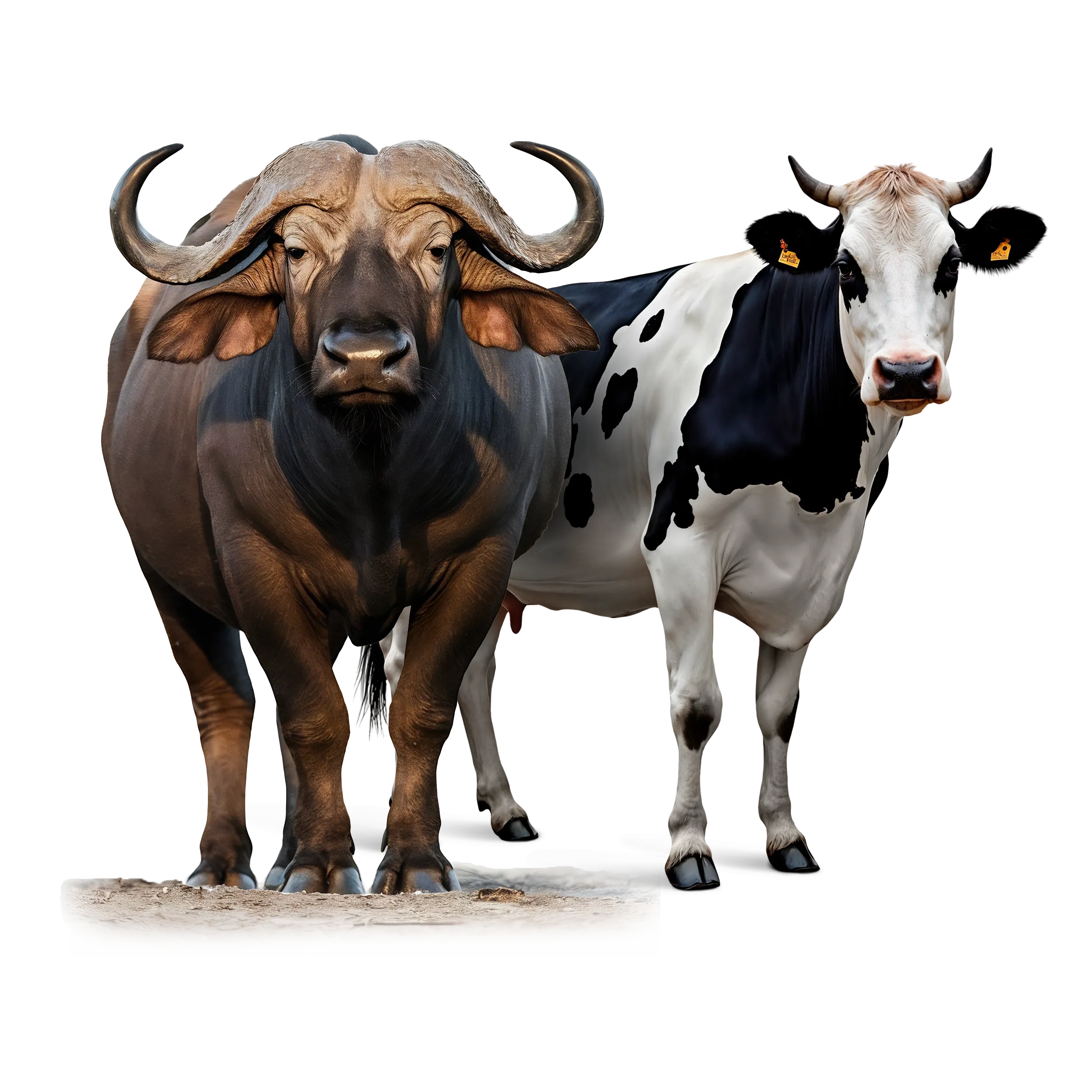Buffalo and cow